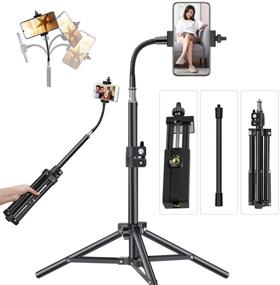 img 4 attached to 📸 20-inch Phone Tripod Stand for iPhone Cell Phone Video Recording, Vlogging, Streaming & Photography – Sturdy, Lightweight Smartphone Tripod Stand