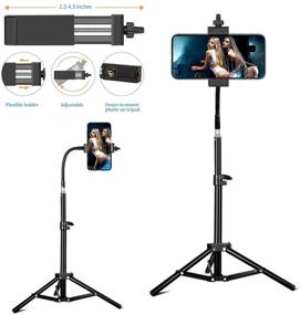 img 2 attached to 📸 20-inch Phone Tripod Stand for iPhone Cell Phone Video Recording, Vlogging, Streaming & Photography – Sturdy, Lightweight Smartphone Tripod Stand