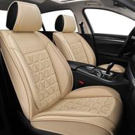 yuhcs front car seat covers - 2 pcs faux leather non-slip cushion cover: waterproof, beige | suv, pickup truck protectors logo