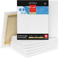 arteza 11x14 stretched canvas pack of 8, blank white canvases, 100% cotton, gesso-primed 12.3 oz, art supplies for acrylic pouring & oil painting logo