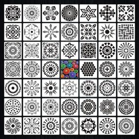 img 3 attached to 🎨 48-Piece Mandala Stencils Set for Dot Painting on Rocks, Wood, and Walls - Art Templates for Painting Projects (5.1x5.1 Inch)