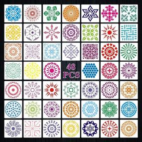 img 4 attached to 🎨 48-Piece Mandala Stencils Set for Dot Painting on Rocks, Wood, and Walls - Art Templates for Painting Projects (5.1x5.1 Inch)