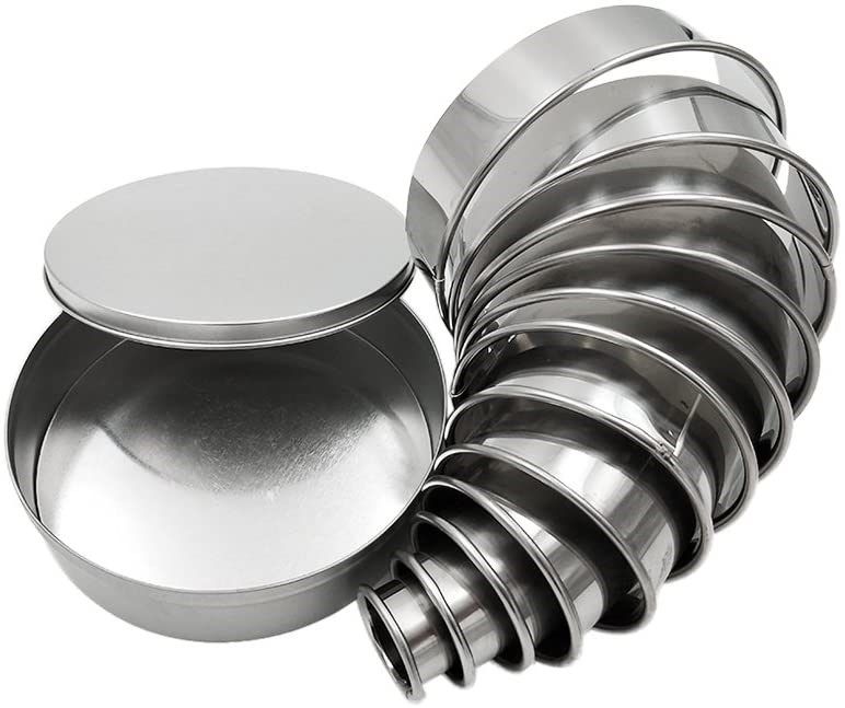 12 Pieces Round Cookie Biscuit Cutter Set,Graduated Circle for Pastry,18/8  Stainless Steel Donut Cutter Ring Molds