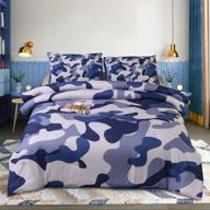 🛏️ btargot camouflage comforter sets: abstract soft colors pattern design | twin size, blue logo