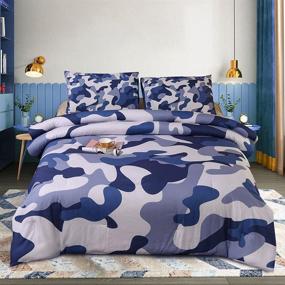 img 4 attached to 🛏️ Btargot Camouflage Comforter Sets: Abstract Soft Colors Pattern Design | Twin Size, Blue