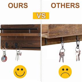 img 1 attached to OurWarm Wooden Mail Key Holder for Wall Decor, Wall-Mounted Mail Organizer with 5 Key Hooks, Rustic Key Hangers for Wall, Mail Key Rack for Entryway Office Hallway Home Decor