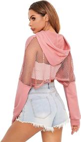 img 3 attached to Verdusa Fishnet Shoulder Drawstring Sweatshirt Outdoor Recreation and Hiking & Outdoor Recreation Clothing