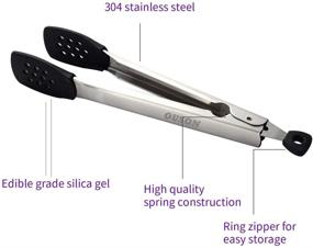 img 3 attached to 🔥 12-Inch Silicone Non-Stick Stainless Steel Kitchen Cooking Tongs with BBQ Tongs – OUSON