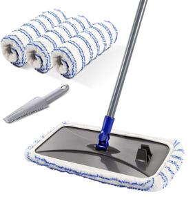 img 4 attached to 🧹 MASTERTOP Large Microfiber Mop - Floor Cleaning System, 16x8.4“ Flat Mop, Dust Mop for Hardwood Floors, Washable, 360 Degree Rotation, 3 Microfiber Mop Replacement Pads, 1 Cleaning Scraper