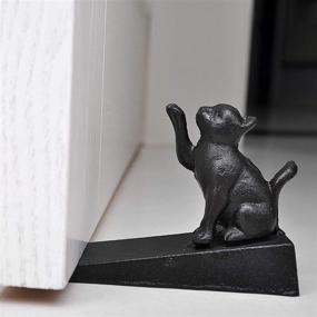 img 3 attached to 🐱 Sumnacon 2 Pcs Cast Iron Cute Cat Door Stops - Heavy Duty Rustic Door Stoppers for All Surfaces - Avoid Drilling Holes, Vintage Metal Door Wedges for Home, Office, Commercial and Industrial Use