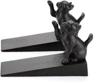 🐱 sumnacon 2 pcs cast iron cute cat door stops - heavy duty rustic door stoppers for all surfaces - avoid drilling holes, vintage metal door wedges for home, office, commercial and industrial use логотип