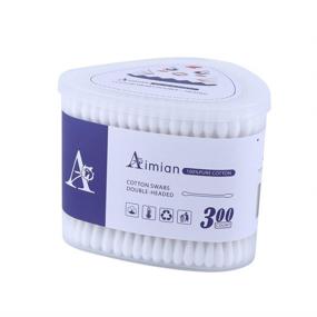 img 3 attached to 🌿 Aimian Organic Makeup Cotton Swabs 300 Count – Natural Cotton Buds, Cruelty-Free, 100% Pure Cotton, Double Headed, Pointed and Round Tips (White – Paper Stick)