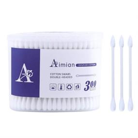 img 4 attached to 🌿 Aimian Organic Makeup Cotton Swabs 300 Count – Natural Cotton Buds, Cruelty-Free, 100% Pure Cotton, Double Headed, Pointed and Round Tips (White – Paper Stick)