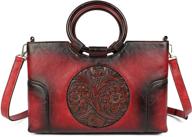 👜 women's pu handbag: vintage embossed totem design, handmade medium crossbody &top-handle satchel organizer logo