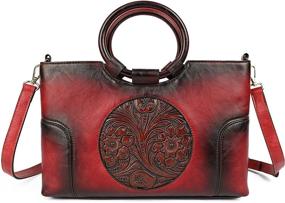 img 4 attached to 👜 Women's PU Handbag: Vintage Embossed Totem Design, Handmade Medium Crossbody &Top-Handle Satchel Organizer