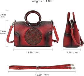 img 2 attached to 👜 Women's PU Handbag: Vintage Embossed Totem Design, Handmade Medium Crossbody &Top-Handle Satchel Organizer