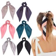 🎀 silk hair scrunchies set - 6pcs satin elastic bands & scarves for women and girls - ponytail holders and vintage accessories logo