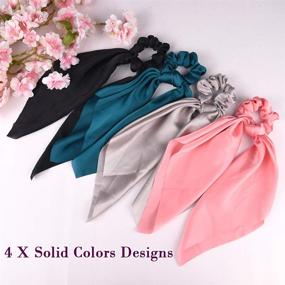 img 3 attached to 🎀 Silk Hair Scrunchies Set - 6Pcs Satin Elastic Bands & Scarves for Women and Girls - Ponytail Holders and Vintage Accessories