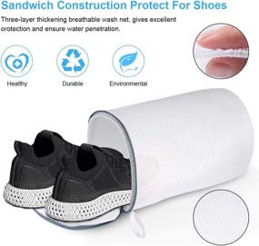 img 2 attached to 👟 Protective Shoe Laundry Bag Set: XL+L, Polyester Zippered Mesh Wash Bags for Sneakers, Socks, Bras - Washer and Dryer Safe!