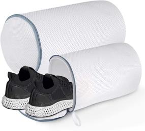 img 4 attached to 👟 Protective Shoe Laundry Bag Set: XL+L, Polyester Zippered Mesh Wash Bags for Sneakers, Socks, Bras - Washer and Dryer Safe!