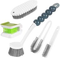 🧽 multi-functional 5pcs kitchen household cleaning brush set with knife fork cleaner, dish brush, pot brush, shoe brush, scrub brush, bathroom brush, and bottle cleaning brush logo