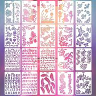 🎨 20-pack plastic stencils for painting, versatile journaling stencils with numbers, letters, flowers, butterflies, and angels, ideal for crafts and journal painting, 6.3 x 9.7 inches size logo