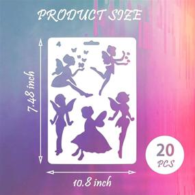 img 3 attached to 🎨 20-Pack Plastic Stencils for Painting, Versatile Journaling Stencils with Numbers, Letters, Flowers, Butterflies, and Angels, Ideal for Crafts and Journal Painting, 6.3 x 9.7 Inches Size