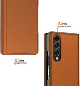 img 2 attached to CENMASO Ultra-Thin Leather Magnetic Flip Bumper Case for Samsung Galaxy Z Fold 3 (2021) - Saddle Brown