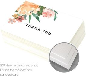 img 3 attached to 🌸 Stylish Floral Blank Thank You Cards Bulk: 40-Count Set with Kraft Paper Envelopes and Stickers for Appreciation, Weddings, Bridal & Baby Showers