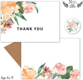 img 1 attached to 🌸 Stylish Floral Blank Thank You Cards Bulk: 40-Count Set with Kraft Paper Envelopes and Stickers for Appreciation, Weddings, Bridal & Baby Showers