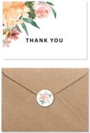 🌸 stylish floral blank thank you cards bulk: 40-count set with kraft paper envelopes and stickers for appreciation, weddings, bridal & baby showers logo