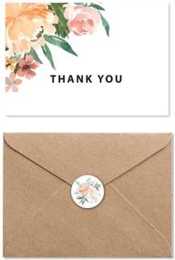 img 4 attached to 🌸 Stylish Floral Blank Thank You Cards Bulk: 40-Count Set with Kraft Paper Envelopes and Stickers for Appreciation, Weddings, Bridal & Baby Showers