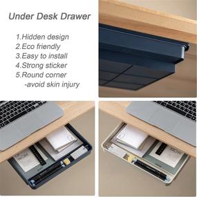 img 2 attached to 🗄️ Space-Saving Under Desk Drawer Organizer Set - Hidden Slide Out Desk Storage Solutions, Self-Adhesive Pencil Drawer Tray - Pack of 2 (Grey)