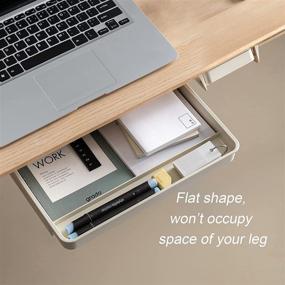 img 3 attached to 🗄️ Space-Saving Under Desk Drawer Organizer Set - Hidden Slide Out Desk Storage Solutions, Self-Adhesive Pencil Drawer Tray - Pack of 2 (Grey)