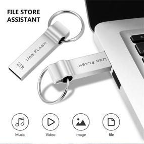 img 2 attached to 💾 Kaulrey 2TB USB Flash Drive - High Speed Thumb Drive with Waterproof Metal Casing - Large Data Storage Memory Stick - 2000GB USB Stick for Computer/Laptop - Includes Keyring (Silver)