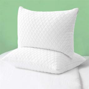 img 4 attached to Premium Shredded Memory Foam Pillows with Cooling Technology - 2 Pack, Queen Size, Adjustable and Ideal for Side and Back Sleepers, Includes Washable Bamboo Cover - Set of 2