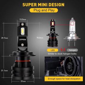 img 2 attached to 🔦 H7 LED Headlight Bulbs leppein S Series: High Beam/Low Beam/Fog Light, 12xCREE Chips, 6500K 6000LM, Cool White Halogen Replacement-1 Pair