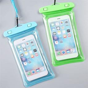 img 3 attached to 📱 2-Pack Waterproof Phone Pouch - Universal IPX8 Dry Bag for iPhone 11 Pro Max, XS Max, XR, X, 8, 7, 6S Plus, Samsung Galaxy S10/S9, Google Pixel 2, HTC (Up to 7.0") in Blue & Green