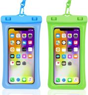 📱 2-pack waterproof phone pouch - universal ipx8 dry bag for iphone 11 pro max, xs max, xr, x, 8, 7, 6s plus, samsung galaxy s10/s9, google pixel 2, htc (up to 7.0") in blue & green logo