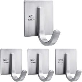 img 4 attached to 🛁 DGYB Bath Towel Adhesive Hooks: Sleek & Sturdy Stainless Steel Holder for Bathroom and More - 4 Pack (J-Satin Nickel)