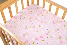 img 2 attached to 🌸 Pink Floral Crib Fitted Sheets 2 Pack - Soft and Stretchy Jersey Knit Baby Bedding Set for Standard Crib and Toddler Mattress