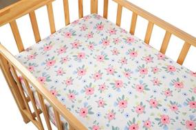 img 1 attached to 🌸 Pink Floral Crib Fitted Sheets 2 Pack - Soft and Stretchy Jersey Knit Baby Bedding Set for Standard Crib and Toddler Mattress