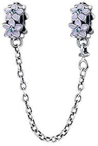 img 1 attached to 🔐 925 Sterling Silver Safety Chain with Heart Angel Beads - Purple | Fits Pandora Charms Bracelet & Necklace | Women's DIY Jewelry