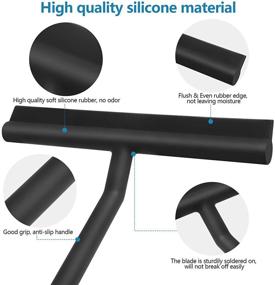 img 3 attached to 🚿 Premium 9" Silicone Shower Squeegee with Hanging Hook - Effortlessly Clean Shower Glass Doors, Walls, Tiles, Windows, and Mirrors - Durable Rubber Blade - Black