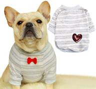 🐶 stylish french bulldog stripe cotton t-shirt: premium puppy apparel for pet dogs логотип