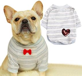 img 4 attached to 🐶 Stylish French Bulldog Stripe Cotton T-Shirt: Premium Puppy Apparel for Pet Dogs