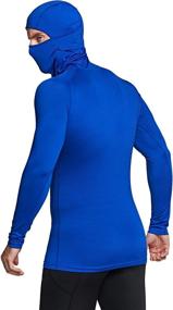 img 3 attached to TSLA Men's Thermal Compression Shirts Hoodie with Mask: Ultimate Winter Sports Base Layer Top for Active Running