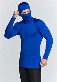 img 1 attached to TSLA Men's Thermal Compression Shirts Hoodie with Mask: Ultimate Winter Sports Base Layer Top for Active Running