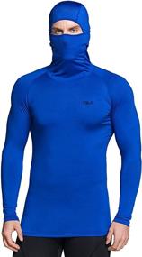 img 4 attached to TSLA Men's Thermal Compression Shirts Hoodie with Mask: Ultimate Winter Sports Base Layer Top for Active Running