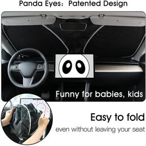 img 3 attached to 🐼 Tesla Model 3 Model Y Sunshade Cover - AUTOATOZ Foldable Windshield Sun Visor Protector, Panda Eyes Design for Blocking UV Rays Heat, Ideal for Tesla Accessories, Most Cars SUVs